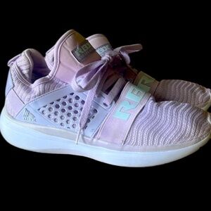 RBX ladies running fitness shoe, purpleish, pink and color good condition 7 1/2